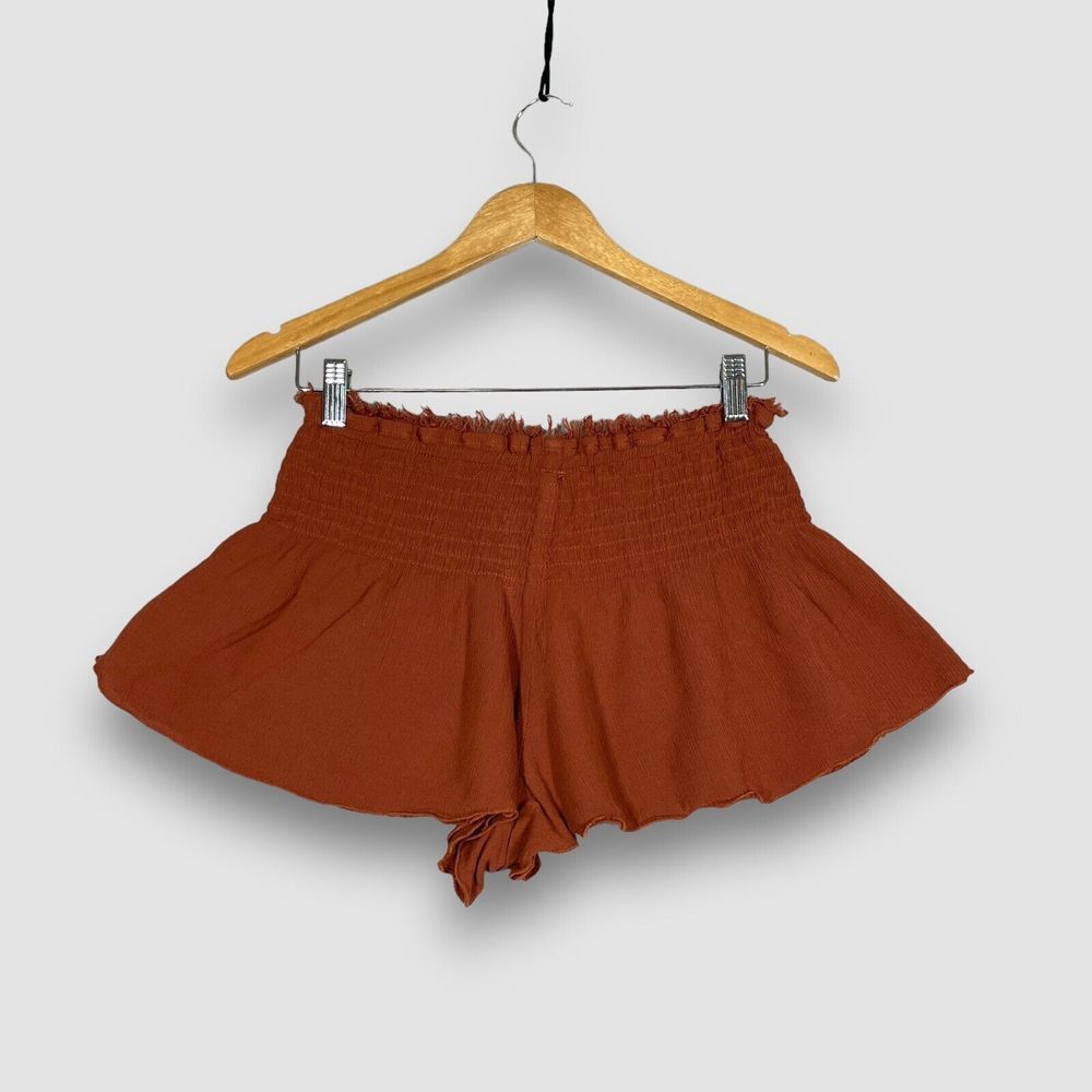Intimately Free People Womens Small Solid Brown Lost Girl Smocked Short